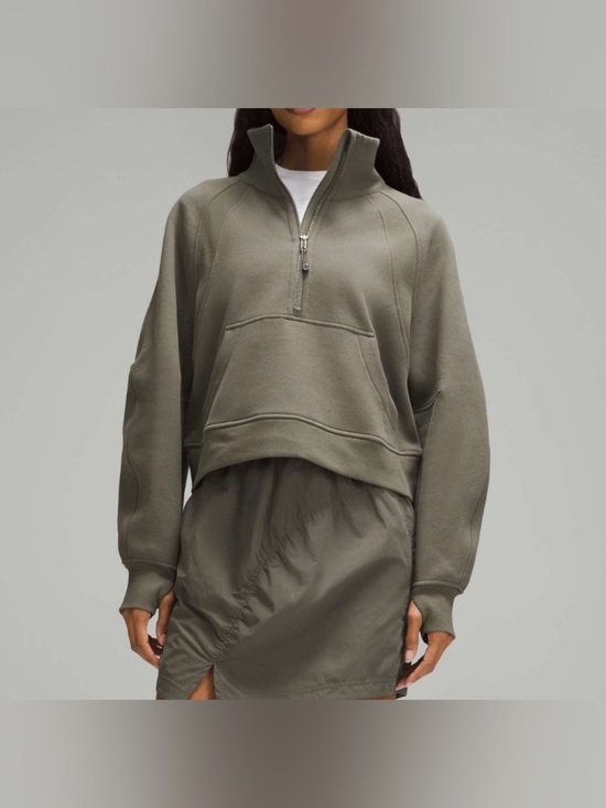 lululemon athletica Tops - LULULEMON Army Green Scuba Oversized Funnel Neck Half Zip Jacket